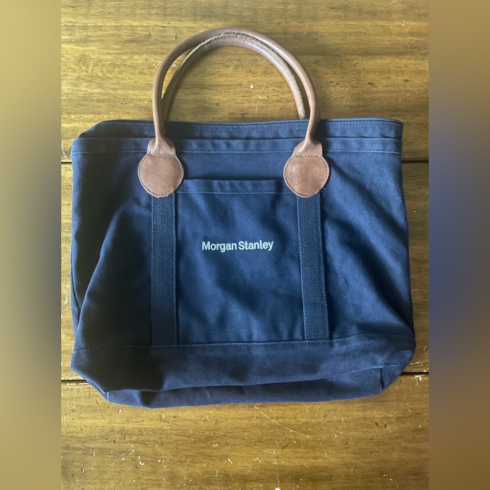 Morgan Stanley Scarborough & Tweed USA Investment Banker Tote Bag Canvas Leather